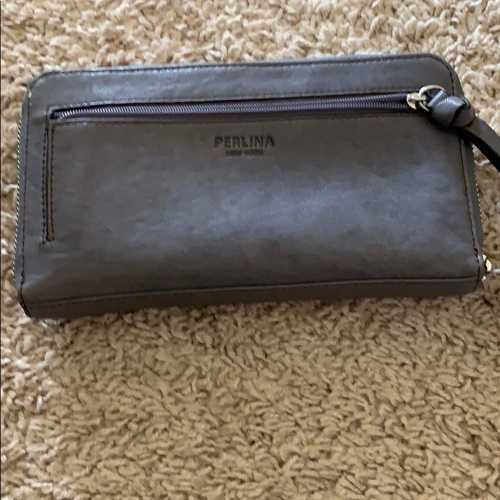 Leather lavender/gray wallet by Perlina
